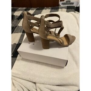 LC Lauren Conrad Sandals Womens 9 M Gladiator Taupe Open Toe Block
